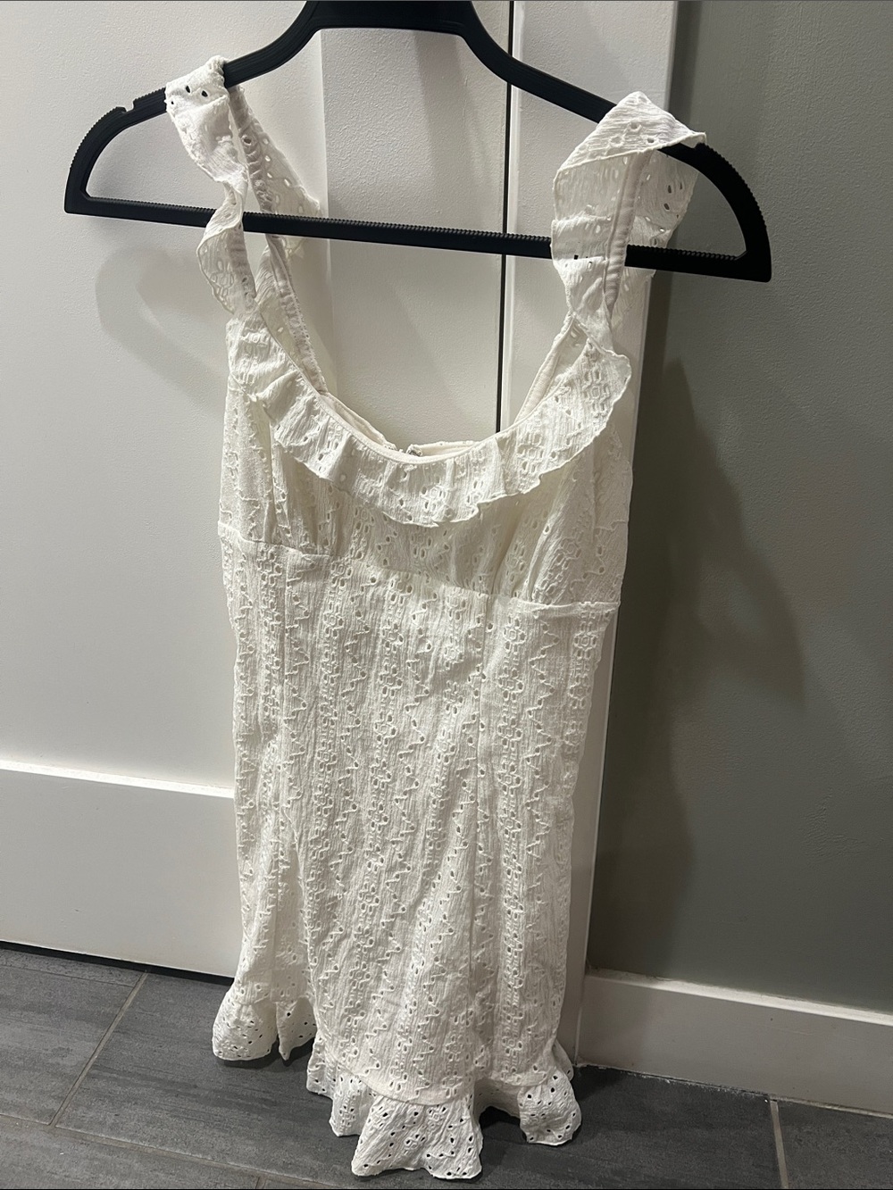 Reformation White Eyelet Ruffle Dress